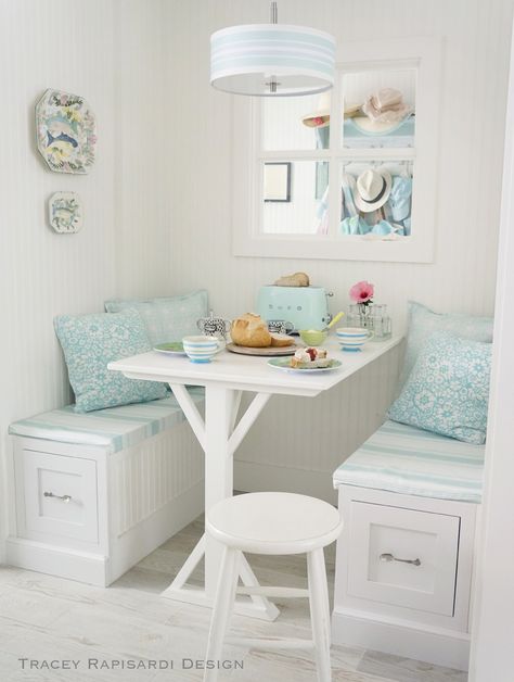 Tracey Rapisardi Design | House of Turquoise Kitchen Design Beach House, Small Living Storage, Tiny Beach House Interior, Small Coastal House, Cute Dining Table, Small Beach House Interior, Interior Design For Small Spaces, Small Room Decor Ideas, Florida Beach House