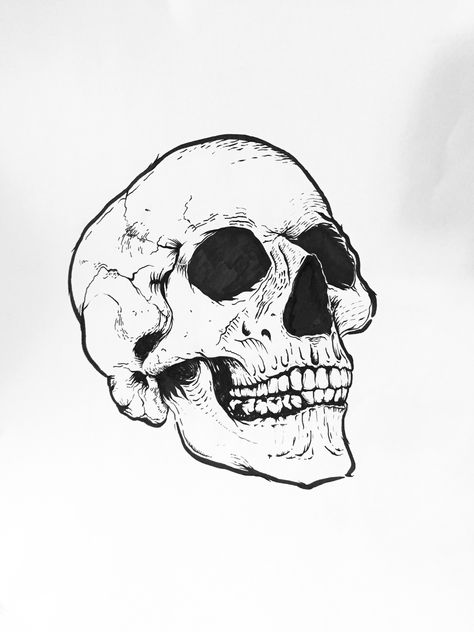 Sideways Skull Tattoo, Fine Line Skull Tattoo Design, Minimal Skull Tattoo Design, Skull Linework Tattoo, Skull Line Drawing Simple, Skull Line Art Tattoo, Anatomical Skull Tattoo, Minimal Skull Tattoo, Dark Skull Tattoo