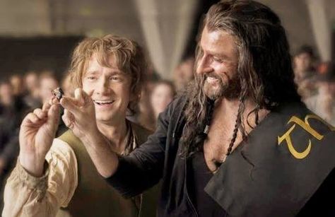 Martin Freeman as Bilbo Baggins and Richard Armitage as Thorin Oakenshield in The Hobbit movies Hobbit Fanart Thorin, Thorin Oakenshield X Bilbo Baggins, Bilbo Baggins X Thorin Oakenshield, Thorin The Hobbit, Richard Armitage And Martin Freeman, Martin Freeman And Richard Armitage, Bilbo Baggins X Thorin, The Hobbit Bilbo X Thorin, Thorin X Bilbo Fanart