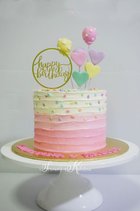 Sprinkle Theme Cake, Buttercream First Birthday Cake, Simple Cake For Girl, Pastel 1st Birthday Cake, Simple 1st Bday Cake, 1st Birthday Cake Buttercream, First Birthday Cake Buttercream, Pink Cake With Sprinkles, Pastel Cake Ideas