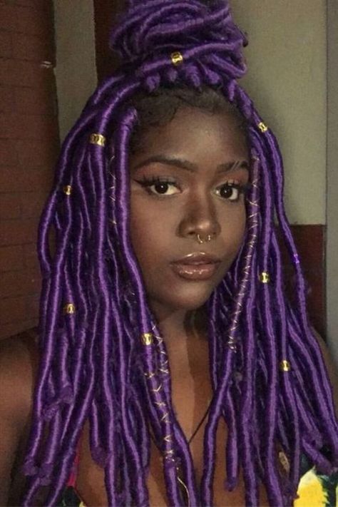 Trending Braid Hairstyles, Purple Dreadlocks, Hair For Faux Locs, Heart Filter, Afro Twist Hair, Springy Afro Twist, Color Uva, Hair Extensions For Black Women, Twist Braiding Hair