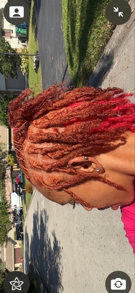 Ginger and pink styles locs Red And Ginger Locs, Honey Blonde And Pink Locs, Pink Dyed Locs, Red And Brown Locs, Ginger And Red Locs, Ginger And Pink Locs, Brown And Pink Locs, Two Strand Locs, Healing Era Aesthetic