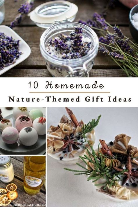 10 Homemade Nature-Themed Gift Ideas - Wonder-Filled Days Homemade Natural Gifts, Homemade Art Gift Ideas, Gifts Made From Nature Easy Diy, Gifts From Nature, Woodland Gift Ideas, Diy Sustainable Gifts, Diy Natural Gifts, Natural Christmas Gifts, Easy Diy Holiday Gifts