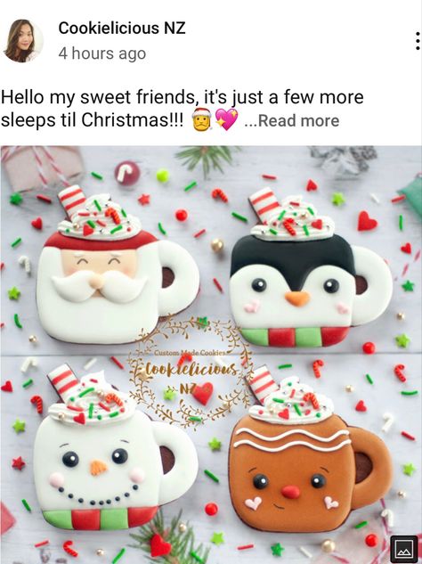 Christmas Mug Cookies Decorated, Mug Cookies Decorated, Mug Cookies, Cookie Corner, Cookie In A Mug, A Very Merry Christmas, Royal Icing Decorations, Christmas Sugar Cookies, Christmas Cookies Decorated