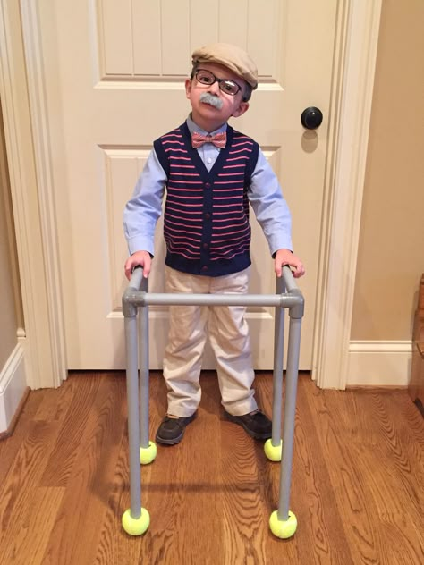 100th Day of School costume.  Toddler Old Man costume. Dress Like A Grandpa Day At School, Diy 100 Day Of School Old Man, 100 Th Day Of School Costume, Old Man Outfit For 100th Day Of School, 100 Year Old Man For 100th Day Of School, Old Man Outfit For Kids, Kids Dressing Up As 100 Years Old, 100 Year Old Costume For Kids Boys, 100 Days Of School Dress Up Old Man