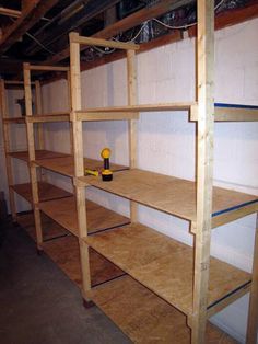 Had to put this up for my dad. He built me these in my garage and basement LONG before Pinterest. If he can do it so can you! Basement Storage Shelves, Basement Shelving, Basement Organization, Diy Storage Shelves, Garage Storage Shelves, Diy Basement, Basement Storage, Small Pantry, Garage Shelf