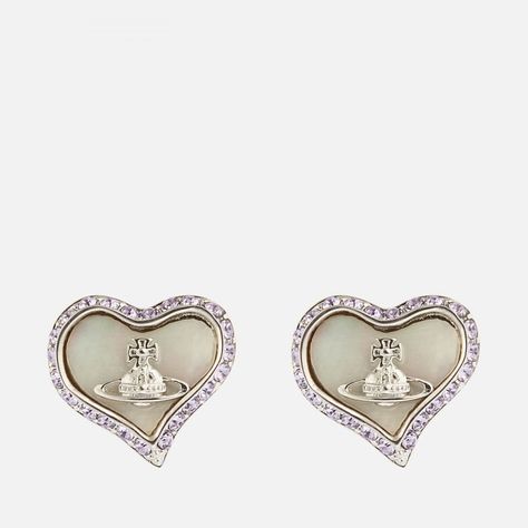 Petra Heart Earrings from Vivienne Westwood Petra Earrings, Vivienne Westwood Jewellery, Fashion Boho, Heart Shaped Earrings, Purple Crystals, Engraved Items, Styles Fashion, Vivienne Westwood, Heart Earrings