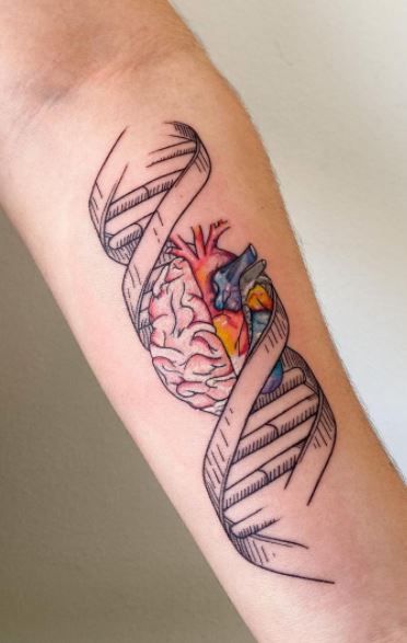 Medical Science Tattoos, Tattoo Ideas Female Medical, Double Helix Tattoo Dna, Women In Stem Tattoo, Pharmacy Tech Tattoo Ideas, Forensic Tattoo, Dna Tattoo Family, Education Tattoo Ideas, Genetics Tattoo