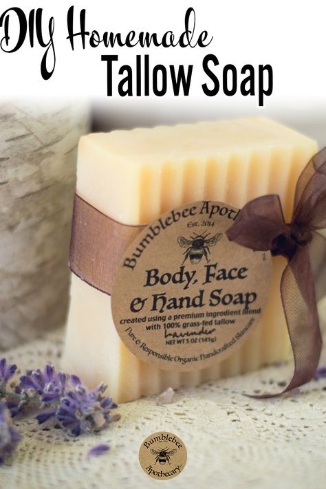 The tallow soap I make uses a simple recipe that I designed. I’m including it here. Once you’ve tried one recipe a few times, you might find it fun to experiment with designing new recipes Homemade Tallow Soap, How To Make Tallow Soap, Diy Tallow Soap, Tallow Soap Bar Recipe, Hot Process Tallow Soap Recipes, Making Tallow Soap, Tallow Soap Recipe No Lye, How To Render Beef Tallow For Soap, Beef Tallow Soap Recipe