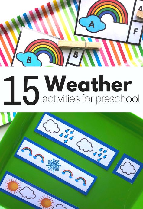 Sunny Weather Crafts Preschool, Weather Patterns Preschool, Weather Centers Preschool, Weather Math Activities Preschool, Weather Activities Preschool Printables Free, Weather Circle Time, Weather Preschool Activities, Weather Prek, Weather Activities For Preschool