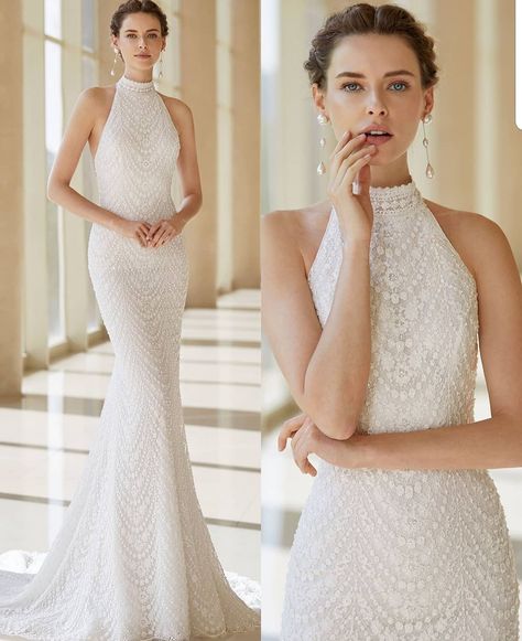 Wedding Gown Halter, America Fashion, Dress Halter Neck, Bride Dress Simple, Minimalist Wedding Dresses, Halter Neck Dress, Long White Dress, Wedding Dress Accessories, Dress Halter