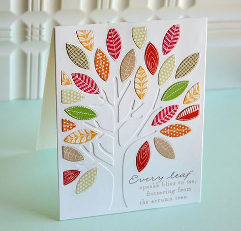 Every Leaf Card by Danielle Flanders for Papertrey Ink (September 2013) Rectangle Background, Scrapbooking Background, Papertrey Ink Cards, Stencil Material, Leaf Cards, Card Making Crafts, Tree Cards, Papertrey Ink, Fall Cards