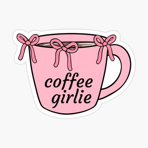 Get my art printed on awesome products. Support me at Redbubble #RBandME: https://www.redbubble.com/i/sticker/Pink-Coquette-Mug-With-Pink-Bows-For-Coffee-Girlies-by-PrettyGirlsClub/164041002.JCQM3?asc=u Mugs Coffee, Mug Sticker, Cute Coquette Stickers, Cute Quotes Stickers, Journal Stickers Ideas, Stickers Cafe, Pink Coffee, Logo Stickers, Pink Cute Stickers