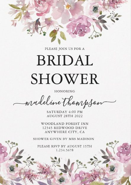 Pink And Lavender Bridal Shower Ideas, Shades Of Purple Bridal Shower Ideas, Mauve Bridal Shower Ideas, Bridal Shower Decorations Pink, Purple Bridal Shower, Light Pink Wedding, Chic Bridal Showers, Invitations Design, Bridal Shower Tables