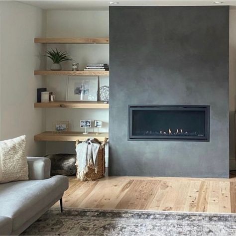 Lime Slurry, Plaster Fireplace, Grey Fireplace, Fireplace Feature Wall, Lime Plaster, Fireplace Tv Wall, Freestanding Fireplace, Living Room Decor Fireplace, Venetian Plaster