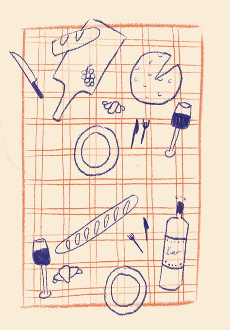 Kitchen Line Drawing, Juicebox Illustration, Food Table Illustration, Cracker Illustration, Meal Illustration, Restaurant Drawing, Bakery Logo, Food Illustration, Food Drawing