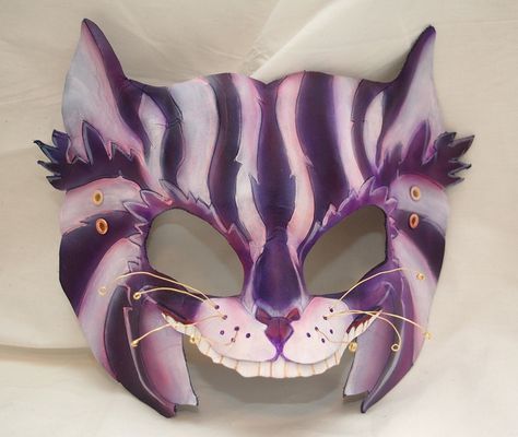 Steampunk Cheshire Cat Leather Alice in Wonderland by PlatyMorph Cheshire Cat Cosplay, Cat Masquerade Mask, Alice In Wonderland Cosplay, Cheshire Cat Costume, Wonderland Cosplay, Alice In Wonderland Costume, Cosplay Mask, Wonderland Costumes, Style Steampunk