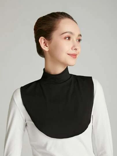 Dickey Collar, Half Shirt, Fake Collar, Half Shirts, Black Plain, Detachable Collar, Fabric Black, Mock Turtleneck, Office Lady