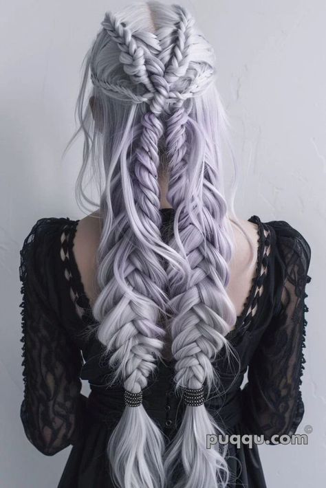 Targaryen Hair Aesthetic, Twin Tribes, Silver Hair Braids, Fake Hair Braids, How To Fishtail, Targaryen Hair, Goth Cowboy, Morgana Le Fay, Braids Step By Step