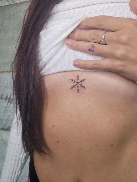 Snowy Tattoos, Snow Flake Tattoo Woman, Snow Angel Tattoo, Snow Flakes Tattoo, Snowflake Tattoo Design, Winter Tattoo Ideas, Live Slowly, Snowflake Tattoo, Winter Tattoo