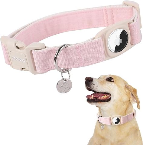 Amazon.com : DOGWONG Airtag Cotton Hemp Dog Collar, Heavy-Duty Dog Collar with Airtag Holder Pink Dog Collar Durable Natural Fabric Pet Dog Collar Cute Puppy Necklace for Small Medium Large Dog : Pet Supplies Pink Dog Collar, Dog Essentials, Dog Collar Tags, Pet Care Tips, Pink Collars, Natural Fabric, Pink Dog, Cute Puppy, Girl And Dog