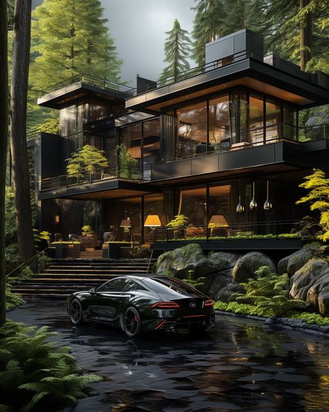 Futuristic House, Architecture Renovation, Jungle House, 일본 패션, Dark Times, Inspire Me Home Decor, Fantasy House, Japanese Architecture, Luxury Homes Dream Houses