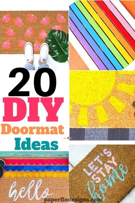 Diy Door Mats, Outdoor Rug Diy, Front Porch Mat, Painted Doormat, Doormat Diy, Sidewalk Paint, Diy Doormat, Spring Doormats, Porch Mat