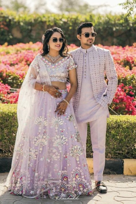 Engagement Outfits Indian, Indian Engagement Outfit, Engagement Couple Dress, Engagement Dress For Groom, Wedding Matching Outfits, Engagement Dress For Bride, Wedding Kurta For Men, Groom Dress Men, Indian Wedding Poses