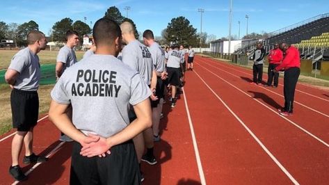 Police Workout Training, Police Academy Training, Police Workout, Barbell Row, Air Squats, Police Academy, Calisthenics, At The Top, Physical Fitness