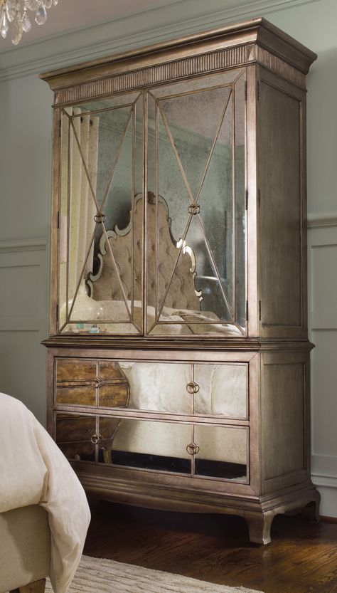 Hooker Furniture Sanctuary Armoire & Reviews | Wayfair Mirrored Armoire, Bedroom Armoire, Furniture Catalog, Mirrored Furniture, Hooker Furniture, Style At Home, Beautiful Bedrooms, My New Room, Home Fashion