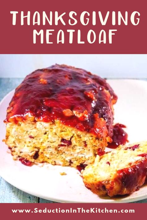 Are you looking for Thanksgiving ideas? Thanksgiving Meatloaf With Cranberry Balsamic Glaze is a Thanksgiving meal in a meatloaf recipe! Now you can enjoy Thanksgiving dinner any time of the year! This turkey meatloaf is a great addition to your Thanksgiving ideas! | SeductionInTheKitchen.com #Thanksgiving #turkey #meatloaf Thanksgiving Meatloaf, Thanksgiving Dinner For Two, Cranberry Glaze, Balsamic Glaze Recipes, Meatloaf Glaze, Turkey Meatloaf Recipes, Homemade Meatloaf, Thanksgiving Dinner Recipes, Dinner For 2