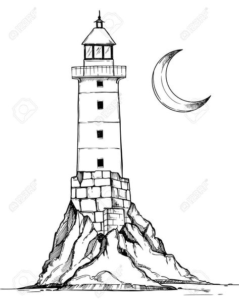 Drawing Of Lighthouse, Light Tower Drawing, Light House Drawing Sketches, Lighthouse Sketch, House Drawings, Lighthouse Drawing, School Works, Woodburning Ideas, Joker Drawings