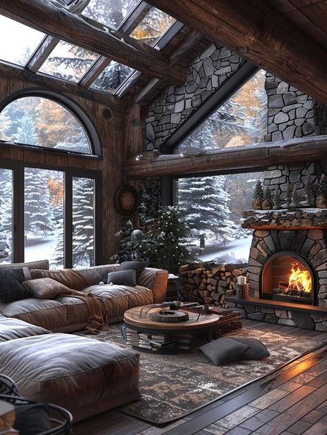 Cabin Living Room, Dream Life House, Rustic Home Design, Cabin Living, Log Cabin Homes, Cabin Style, Cabins And Cottages, Cabin Life, Dream House Interior