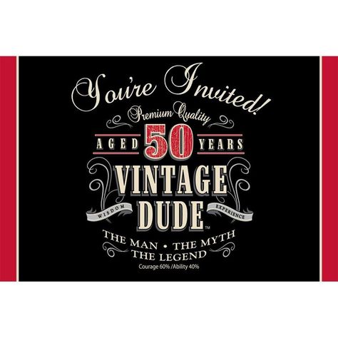 Vintage Dude 50th Invitations (8 Pack) Vintage Dude Birthday Party, Vintage Dude Party, Dude Birthday Party, Surprise 60th, Surprise 50th, 60th Birthday Ideas, 40th Birthday Party Invites, 50th Birthday Party Invitations, 60th Bday