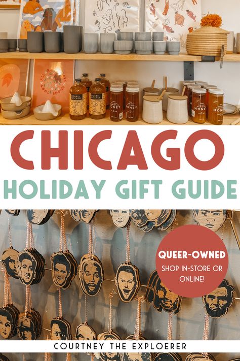 Planning a weekend getaway to do your Christmas Shopping in Chicago? While you're visiting, use this holiday gift guide to shop small business and support these queer owned business. If you're shopping online this holiday season, many of these stores also have online shopping available. Shopping In Chicago, Christmas In Chicago, Chicago Souvenirs, Chicago Christmas, Chicago Gifts, Cheap Christmas Gifts, Gift Shops, Chicago Travel, Vegan Travel