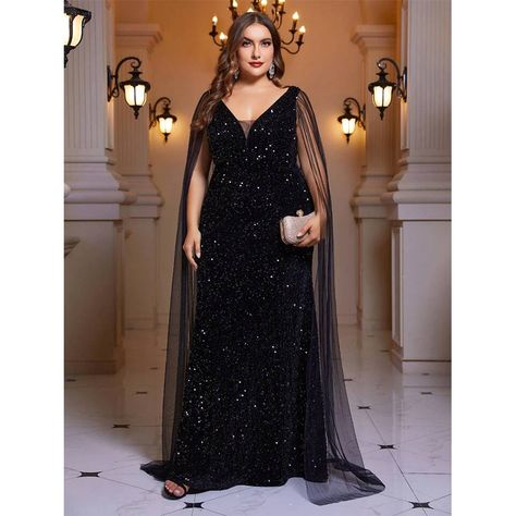 Mesh Shawl, Long Black Evening Dress, Family Christmas Outfits, Queen Of Hearts Costume, Sequin Formal Dress, Sequin Prom Dress, Fishtail Dress, Vestido Plus Size, Maxi Dress Cocktail