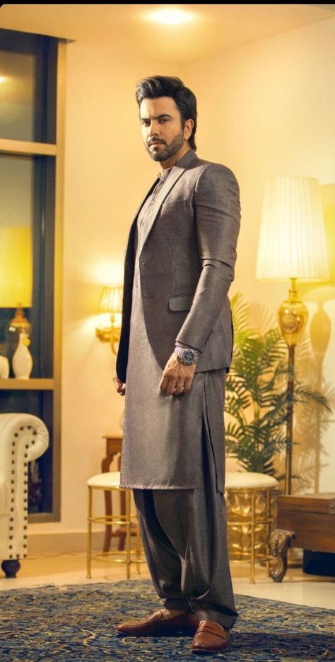 Kurta With Blazer For Men, Men Ethnic Wear India, Slim Fit Formal Pants, Muslim Men Clothing, Pathani Suit, Naseem Shah, Imran Abbas, Pakistani Kurta, Men Waistcoat