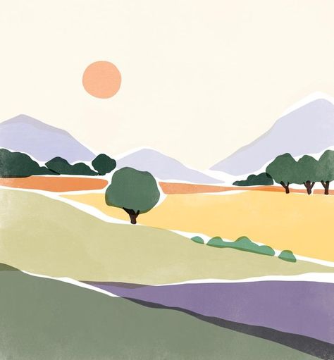 Block Painting, Affinity Designer, Art Inspiration Painting, Colorful Landscape, Pastel Art, Hand Painting Art, Art Block, Easy Paintings, College Art