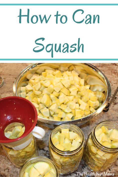 Learn how to Can Squash for Long Term Storage without freezer burn. A great way to preserve it. I love to use it in soups, squash casseroles & my sausage breakfast hash. #canning #preserving #longtermstorage #prepping #prepper #howto #howtocan #squash #aip #paleo #whole30 #thehealthnutmama How To Can Squash Water Bath, Squash Canning Recipes, Paleo Squash Casserole, Canning Yellow Squash, Freeze Squash, Squash Casseroles, Canning Squash, Can Squash, Cook Squash