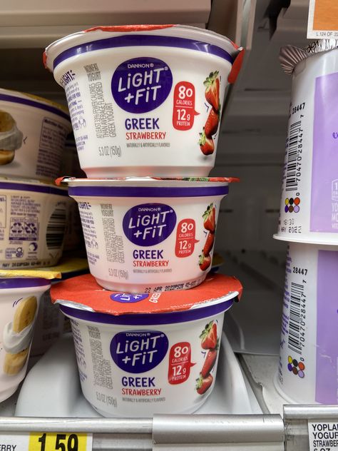 Light And Fit Greek Yogurt, Light And Fit Yogurt, Yogurt Aesthetics, Greek Yogurt Flavors, Grocery Basket, Protein Yogurt, Kefir, Food Obsession, Greek Yogurt