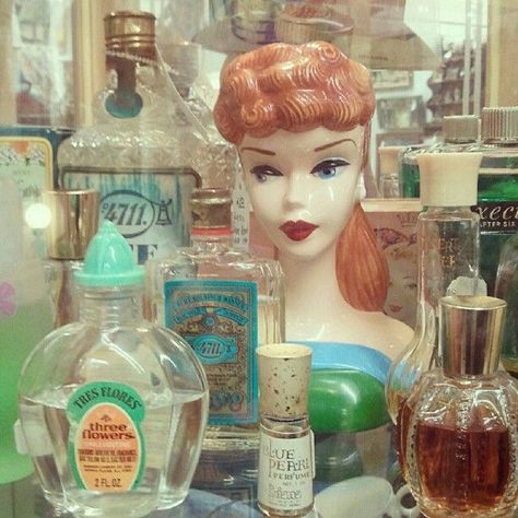 vintage perfume on Pinterest | Perfume, French Vintage and Chanel Sixth Dimension, 1950s Beauty, Perfume Ideas, Vintage Makeup Looks, Vanity Tables, Perfume Vintage, Plastic Fantastic, Vintage Perfumes, Head Vases