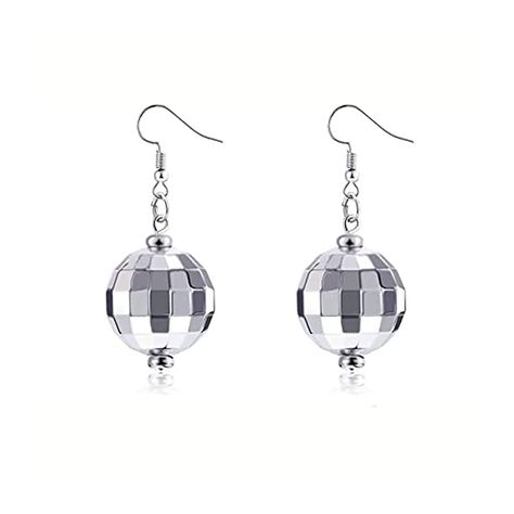 Disco Ball Earrings for Women, Silver Mirror Ball Earrings ,60's or 70's Silver Disco Ball Earrings for Women's Costume Acces Mirrorball Earrings, Disco Earrings, Mirrored Costume, Disco Ball Earrings, Silver Disco Ball, 70s Earrings, 70's Disco, Disco Costume, Mirror Ball