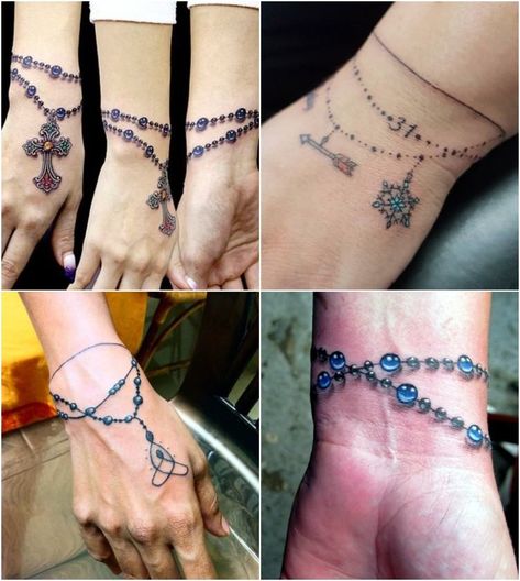 Bracelet Tattoo Initials, Bracelet Tattoo With Initials, Bracelet Hand Tattoo, Bracelet Style Tattoo, Chain Bracelet Tattoo Wrist, Best Tattoos For Women, Infinity Tattoo, Paw Print Tattoo, Tattoos For Women