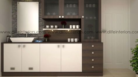 Tv Unit With Wash Basin, Crockery Cabinet With Wash Basin, Crockery Unit With Basin, Wash Basin And Crockery Unit, Crockery Unit With Tv Unit, Modern Crockery Unit Design Dining Rooms With Wash Basin, Crakary Unit Design, Crockery Unit With Sink, Washbasin With Crockery Unit