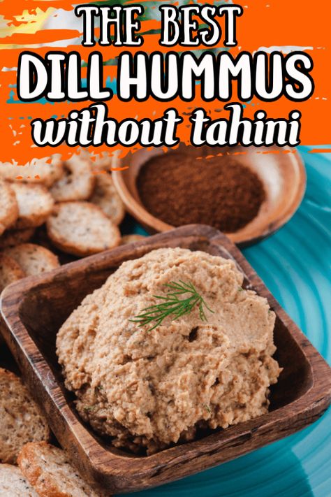 This dill hummus recipe is quick and easy to make! It is a delicious and healthy snack made with chickpeas, dill pickle juice, olive oil and spices. It is the best dill hummus recipe made without tahini! Dill Hummus Recipe, Dill Pickle Hummus Recipe, Dill Pickle Hummus, Hummus Recipe Without Tahini, Easy Hummus Recipe Without Tahini, Hummus Recipe Homemade Easy No Tahini, Hummus Recipe Without Tahini And Lemon, Simple Hummus Recipe Without Tahini, Dill Pickle Hummus Without Tahini