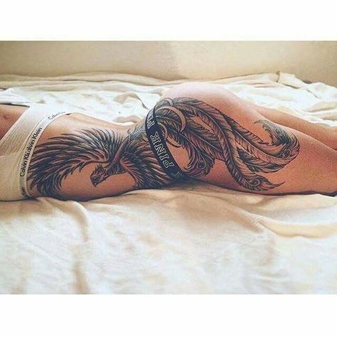 Phoenix Bird Tattoo, Tato Phoenix, Phoenix Tattoo Feminine, Phoenix Bird Tattoos, Hip Thigh Tattoos, Hip Tattoos Women, Leg Tattoos Women, Phoenix Bird, Thigh Tattoos Women