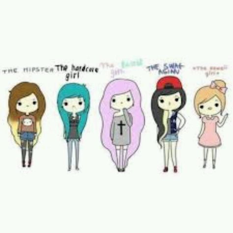 Which one are you? (: Tumblr Hipster, 2010s Nostalgia, Scene Queens, Hipster Girls, Chibi Girl, Types Of Girls, One Direction Infection, Girl Swag, Hipster Fashion