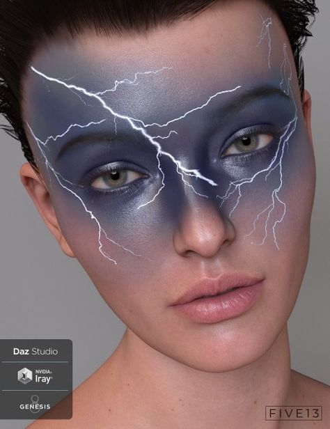 Lightning Makeup, Sky Makeup, Extreme Makeup, Makeup Class, Holiday Makeup, Halloween 2024, Lightning Bolt, Face Paint, Makeup Looks