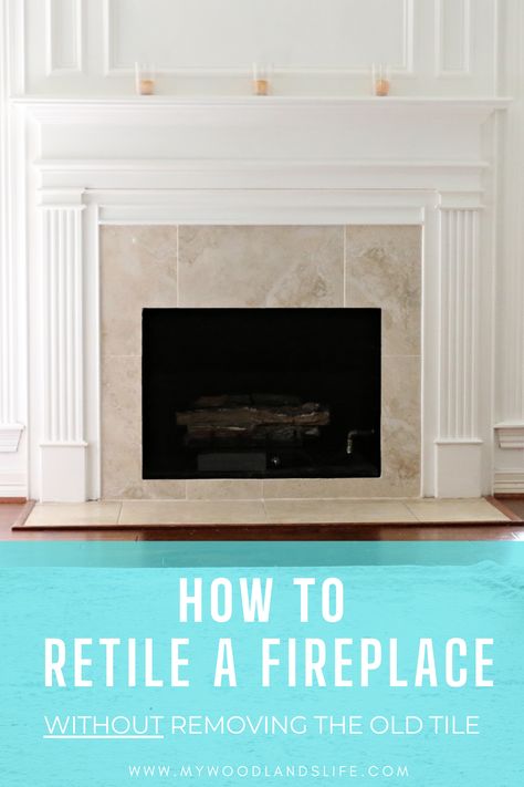 Putting tile over an existing fireplace surround is not as easy as you might think. I used MBP to guarantee the new thinset would bond to the existing tile. My supply list and tutorial will help explain the whole process. Fireplace Tile Classic, Retiling Fireplace Surround, Replacing Fireplace Surround, Tiling Around Fireplace, Tile Over Granite Fireplace Surround, Tile On Fireplace, How To Tile Fireplace Surround, Slate Tile Around Fireplace, Tiles Fireplace Surround