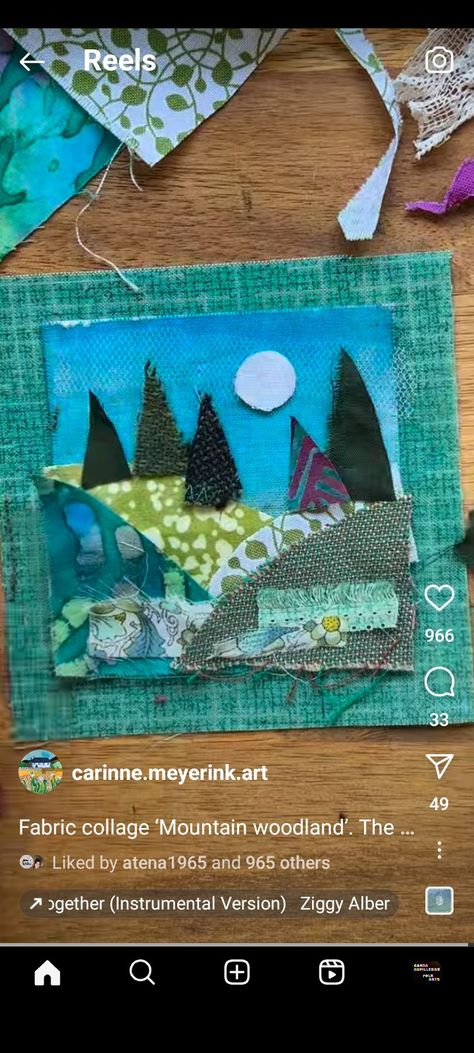 Fiber Art Collage, Collage Landscape, Landscape Art Quilts, Simple Collage, Applique Art, Textile Art Embroidery, Fabric Postcards, Applique Quilt Patterns, Fabric Collage